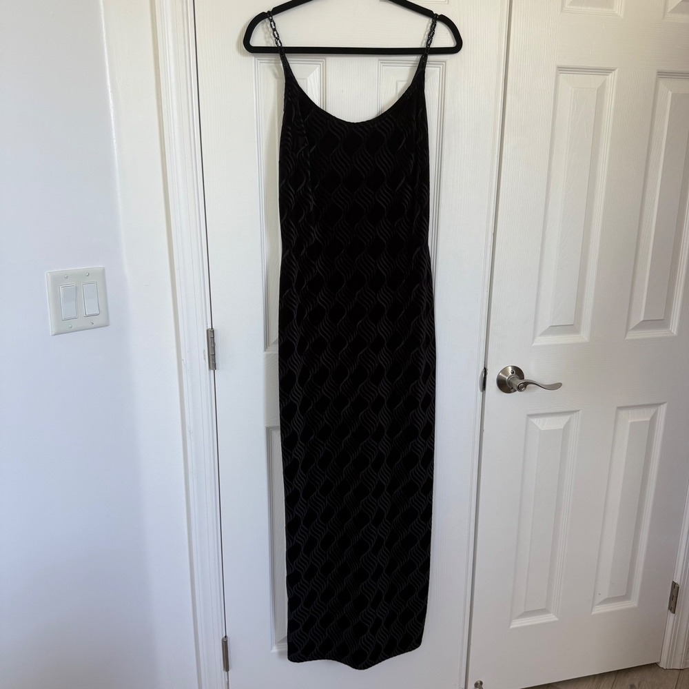 Vintage Gunne Sax Jessica McClintock Black Contrast Velvet Maxi Dress 9/10 EUC - Picture 3 of 16